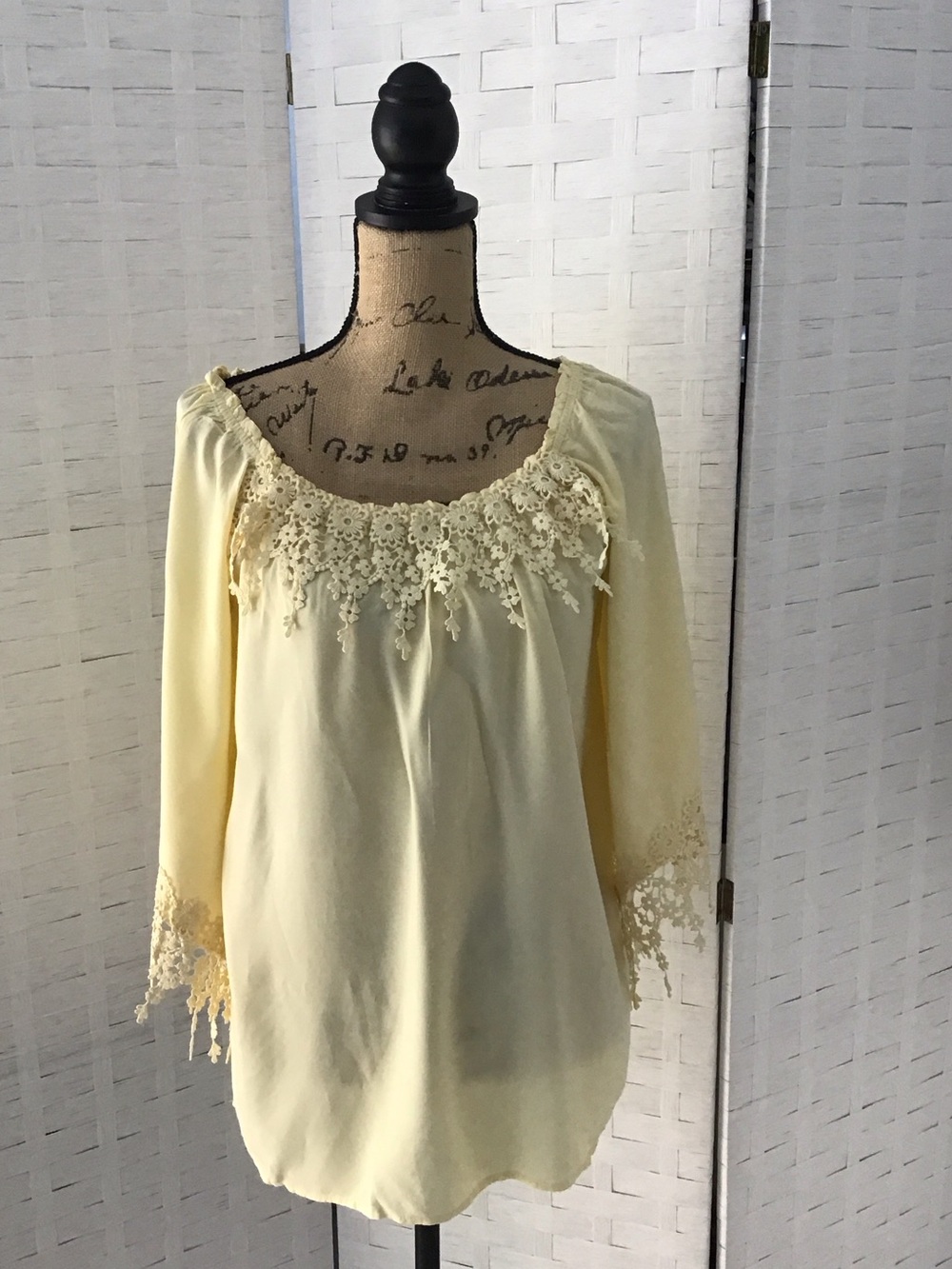 Woman’s -Trim Peasant Tunic in Soft yellow color #04#2